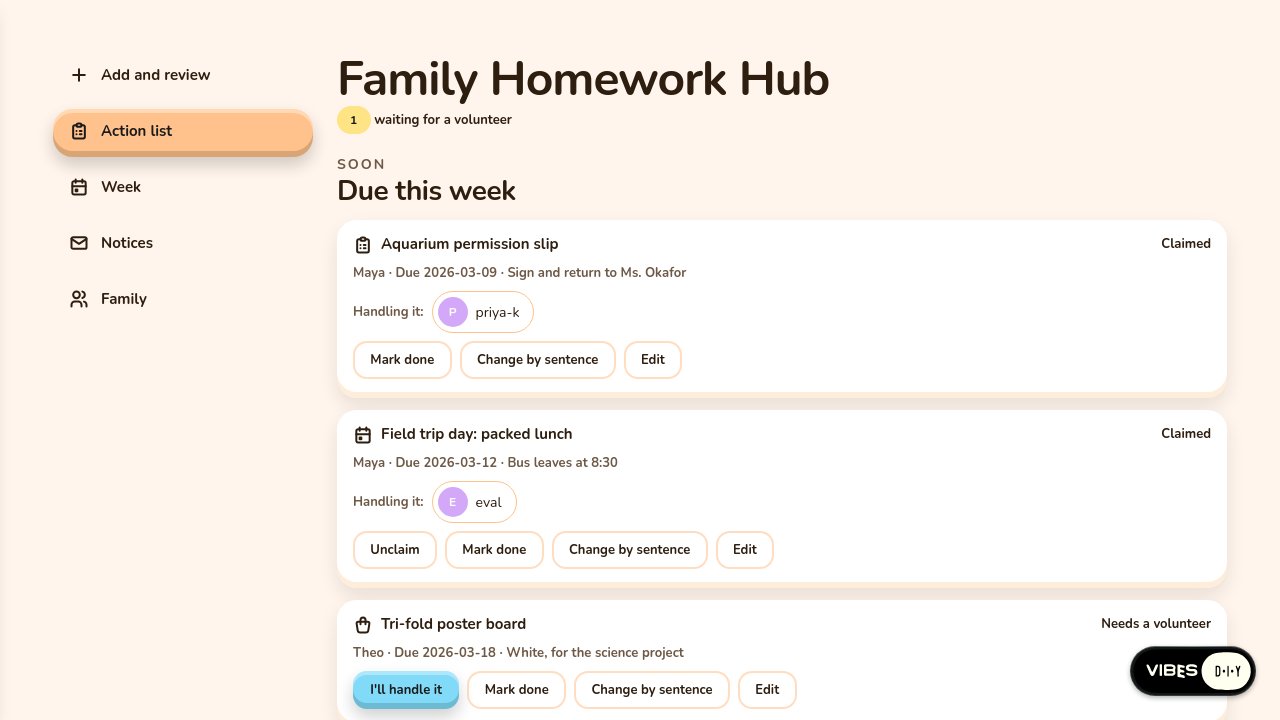 Platform screenshot of the School notices app built in round six